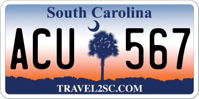 SC license plate ACU567