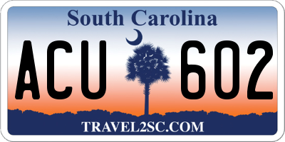 SC license plate ACU602