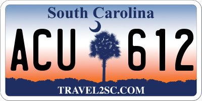 SC license plate ACU612