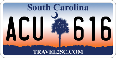 SC license plate ACU616