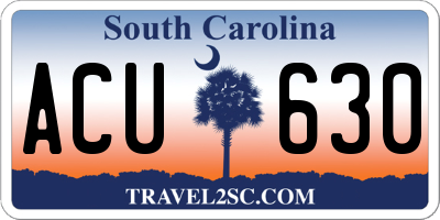 SC license plate ACU630