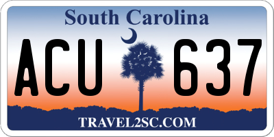 SC license plate ACU637