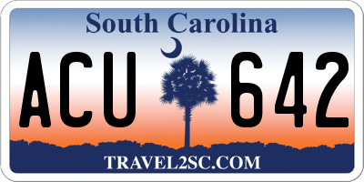 SC license plate ACU642
