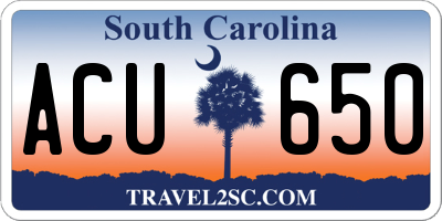 SC license plate ACU650