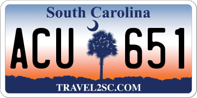SC license plate ACU651
