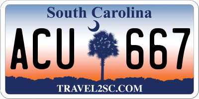 SC license plate ACU667