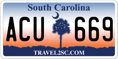 SC license plate ACU669