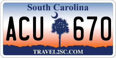 SC license plate ACU670
