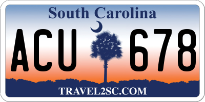 SC license plate ACU678