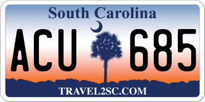 SC license plate ACU685