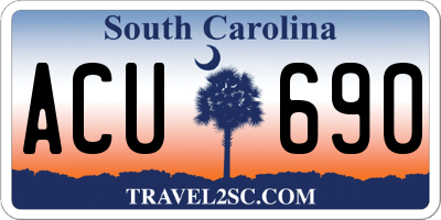 SC license plate ACU690
