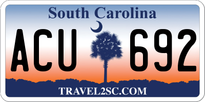 SC license plate ACU692