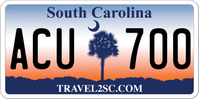 SC license plate ACU700