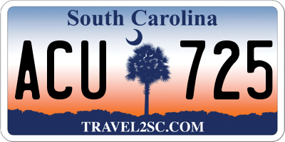 SC license plate ACU725
