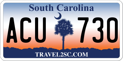 SC license plate ACU730