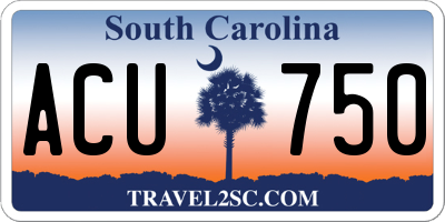 SC license plate ACU750