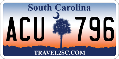 SC license plate ACU796