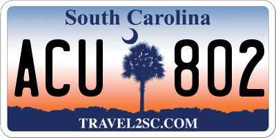 SC license plate ACU802