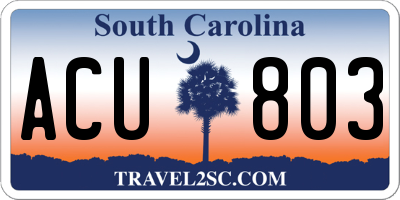 SC license plate ACU803