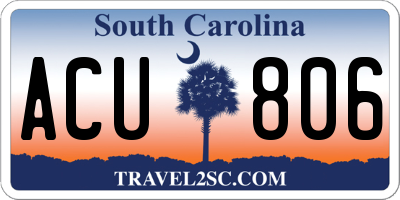 SC license plate ACU806