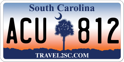 SC license plate ACU812