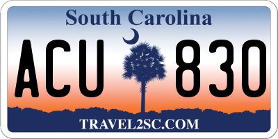 SC license plate ACU830