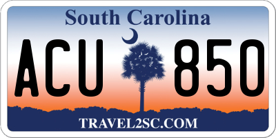 SC license plate ACU850