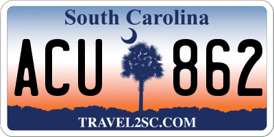 SC license plate ACU862