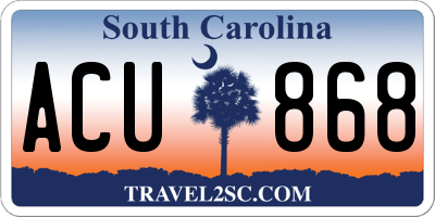 SC license plate ACU868