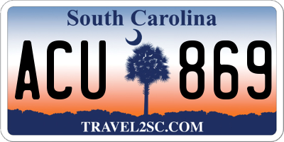 SC license plate ACU869