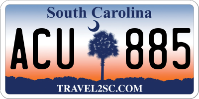 SC license plate ACU885