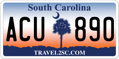 SC license plate ACU890