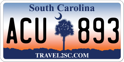SC license plate ACU893