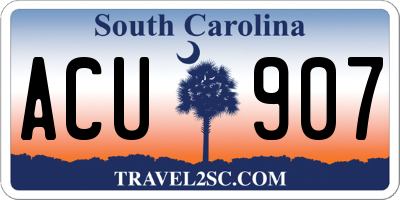 SC license plate ACU907