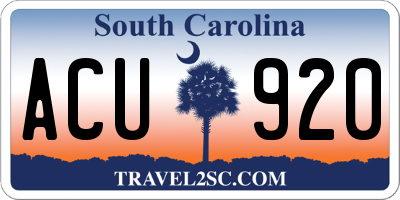 SC license plate ACU920