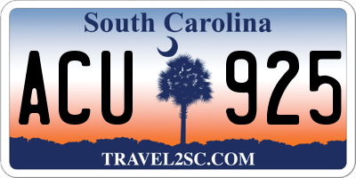 SC license plate ACU925