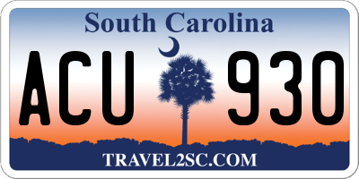 SC license plate ACU930