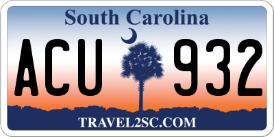 SC license plate ACU932