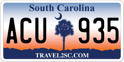 SC license plate ACU935