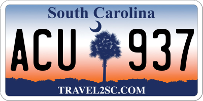 SC license plate ACU937