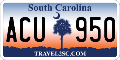 SC license plate ACU950