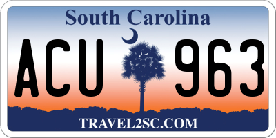 SC license plate ACU963