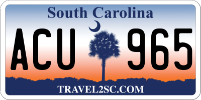 SC license plate ACU965