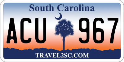 SC license plate ACU967