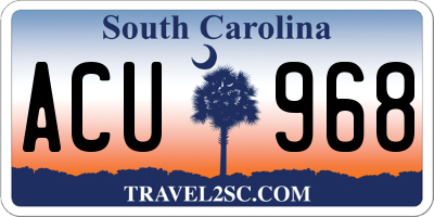 SC license plate ACU968