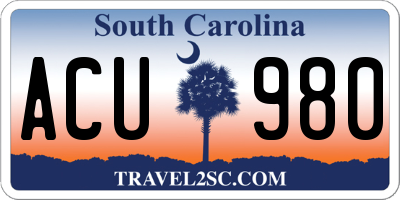SC license plate ACU980