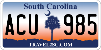 SC license plate ACU985