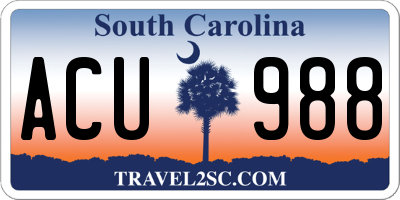 SC license plate ACU988