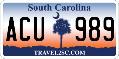 SC license plate ACU989