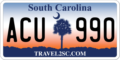 SC license plate ACU990